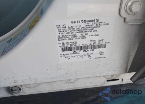 2021 Ford Ecosport S из США, поврежденный, VIN MAJ3S2FE9MC445126